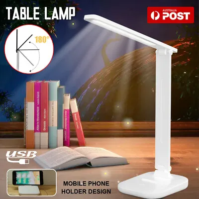 Touch LED Desk Lamp Bedside Study Reading Table Light Dimmable USB Rechargeable • 12.09$