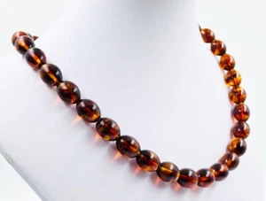 Amber Necklace Natural Baltic Amber Bead Necklace Gemstone Jewelry pressed - Picture 1 of 9