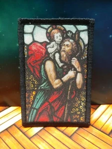 San Cristóbal 2x3 Gancho Táctico Parche Moral Patrón Santo de Viajes Seguros - Imagen 1 de 3