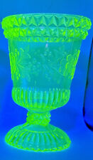 Adams & Co. #140 Vaseline glass spooner In  A WIldflower Pattern EAPG (1 Left)