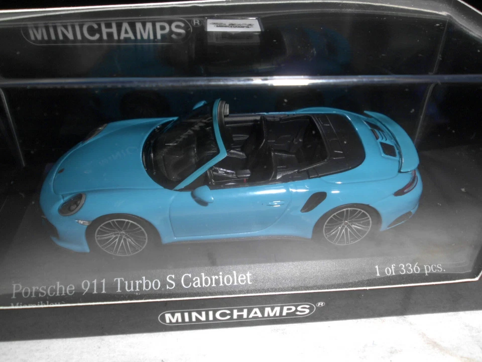 Minichamps 1:43 410067182 PORSCHE 911 TURBO S CABRIOLET 2017 BLUE NEU OVP - Bild 1 von 1
