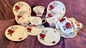 20 pce Vintage Colclough "Amoretta Rose" Bone China Teaset ~ 6 trios, Jug & Bowl - Picture 1 of 12