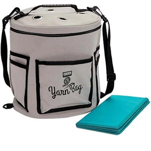 Lt Gray Yarn Drum Crochet Knitting Travel Tote Storage Caddy Case Needles Crafts - Picture 1 of 7