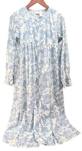 Gillian Omalley M Floral Long Sleeve Button Long Gown/Robe Woven - Picture 1 of 10
