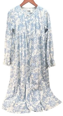 Vestido/Bata Largo Tejido Gillian Omalley M Floral Manga Larga con Botones Foto 1 de 4