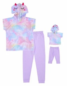 New Cuddl Duds 4 yr Girls & Doll Pajama Set Top & Pants Pajamas Tie Dye Unicorm - Picture 1 of 1