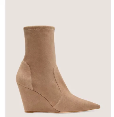 Botín calcetín Stuart Weitzman Wedge 85 en gamuza cachemir elástico talla 8,5B Foto 1 de 4