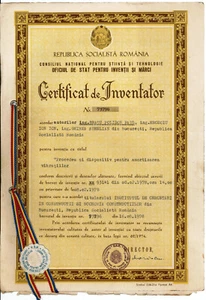 Romania, 1978, Vintage Patent / Invention Certificate - RSR - Picture 1 of 3