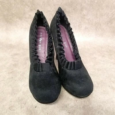 Женские туфли-лодочки Madden Girl Fionea размер 7 черные без шнуровки на каблуке 4,5 дюйма с оборками по краям - Изображение 1 из 4