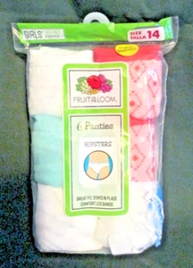 Fruit of The loom Girls' 6 pk Hipster Panties size 14 - Picture 1 of 1