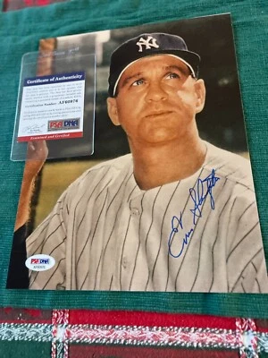 Enos Slaughter HOF NY Yankees autographed 8x10 colored photo- PSA authenticized! - Image 1 of 3