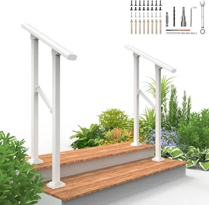 2 Pack 2 Step Hand Rails for Outdoor Steps,Railings for Outdoor Steps,Wrought Ir - Picture 1 of 12
