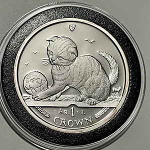 2000 Isle of Man Cats Gem Proof Rare Coin 1 Troy Oz .999 Fine Silver Round Medal - Bild 1 von 14