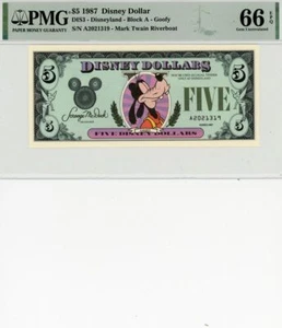 1987 $5 Disney Dollar Goofy PMG 66 EPQ (DIS3) - Picture 1 of 1