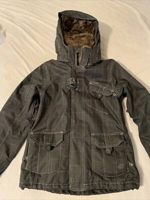 Women’s M Grey-White Winter Waterproof Windproof Snow Boardwear Jacket - Image 1 of 4