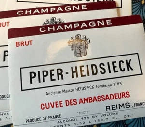 LOT  91/ 20 ETIQUETTES /CHAMPAGNE BRUT PIPER .HEIDSIECK  /LABELS   ALCOOL OLD - Imagen 1 de 2