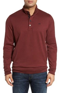 Travis Mathew Wall Mock Neck Fleece Henley Pullover, Ox Blood / Black Small $124 - Picture 1 of 7