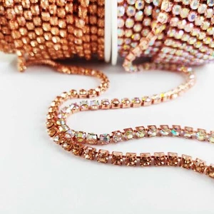 SS16 Oro Rosa y Cadenas de Estrás Iridiscentes Cristal Diamante - Imagen 1 de 6