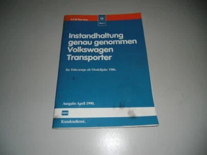 Manual de Taller Mantenimiento VW Transporter T3 Stand 04/1990 - Imagen 1 de 1