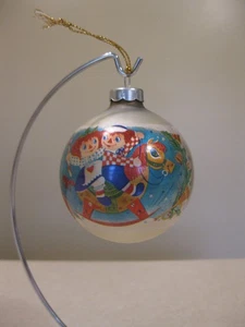 1974 Bobbs Merrill Co Raggedy Ann and Andy ON Rocking Horse Christmas Ornament - Picture 1 of 6