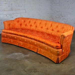 Hollywood Regency Chinoiserie Sofa von Henredon mit chinesischen roten Blumen Brokat Fab - Bild 1 von 19