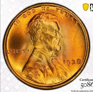 1938-P Philadelphia MS67 Red PCGS Lincoln Wheat Cent Penny 1C - Picture 1 of 6