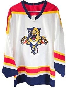 Maglia bianca vintage adulto CCM MASKA Air-Knit G/L cucita Florida Panthers NHL - Foto 1 di 3