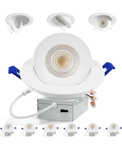 Adetu Einbauleuchten 6 Zoll, 360 + 90 verstellbar; 5CCT dimmbar 6er Pack weiß NEU - Bild 1 von 9