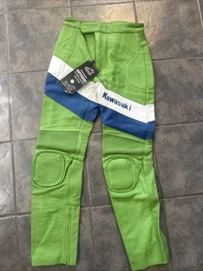 Vintage Leather Kawasaki Hein-Gericke Performance Motorcycle Apparel Pants Sz 32 - Picture 1 of 10