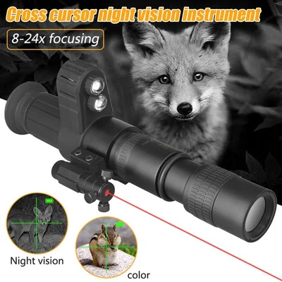 IR 850nmNight Vision Sight 8-24x Zoom Monocular Scope Laser Crosshair Riflescope - Image 1 of 4
