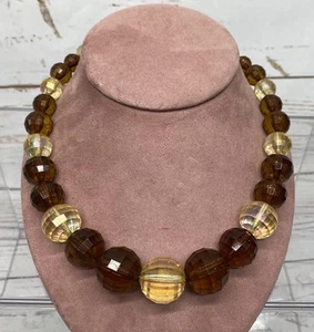 Vintage 19 Zoll facettierte braune Perlen-Halskette mit Graduierung - Bild 1 von 6