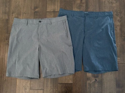 Lot Of 2 Old Navy Active Men's 40 Shorts Flat Front Zip Pockets 10” Blue, Grey - Image 1 of 4