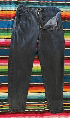 90s GUESS Relaxed Fit Button Fly Taper Dad Jeans USA Made Black 34x32 Men’s VTG - Image 1 of 4