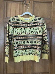 Pokémon Pikachu Winter Yellow Holiday Boys Pullover Knitted Sweater Sz. Medium - Picture 1 of 4