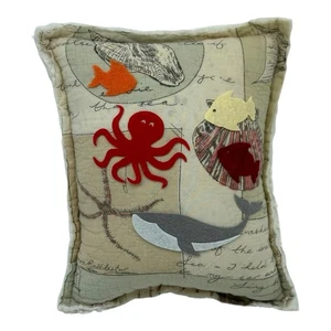 NEU Handarbeit Kissen Fish & Sea Life Vintage Quilt Old Chenille Quilt Applikationen - Bild 1 von 10