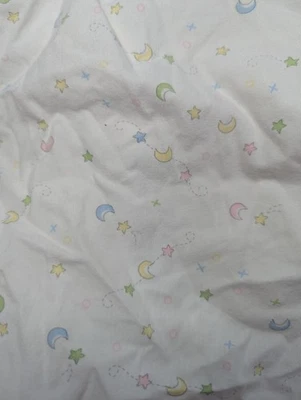 Fitted Crib Sheet Just Born pastel moons stars pink blue green yellow cotton - Image 1 of 4