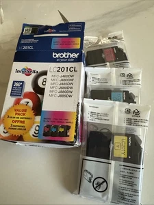 New Genuine Brother LC201 Cyan Magenta Yellow 3PK Ink Cartridges - Picture 1 of 1
