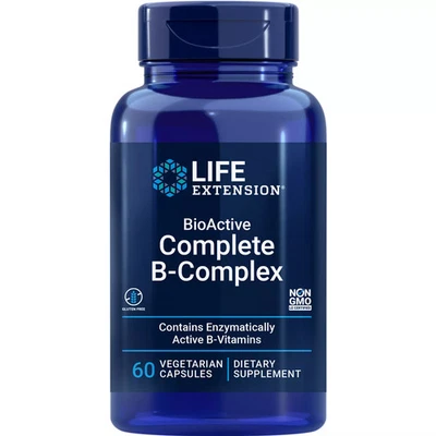 Life Extension BioActive Complete B-Complex, 60 cápsulas vegetarianas - Imagem 1 de 4