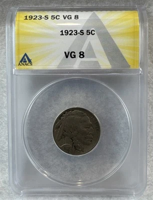 1923 S Buffalo Nickel ANACS VG8 - Image 1 of 4