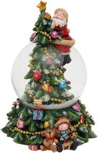 Incantevole Sfera Di Neve Sull'Albero Di Natale, Con Babbo Natale E Suono, 50089 - Foto 1 di 12