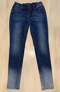 True Craft Girls Jeans Size 12 Blue Ombré Snap Fly Skinny Stretch Jeans EUC - Picture 1 of 14