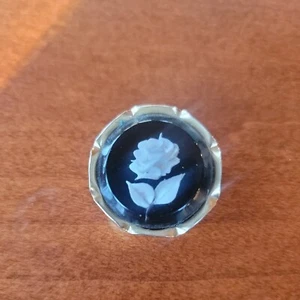 VTG Mid Century Clear Lucite Reverse Carved Brooch White Rose 1950s Floral 1.25" - Picture 1 of 7