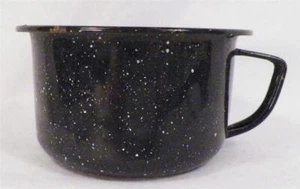 Graniteware Mug Black Mottled White Spots Vintage 1970s Era NICE CONDITION - Picture 1 of 4