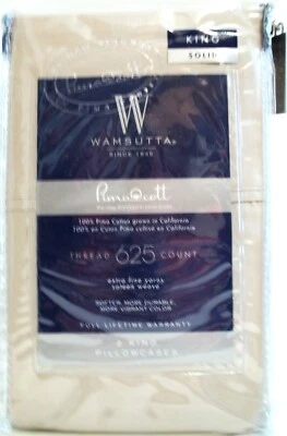 WAMSUTTA 625 Hilo Pima Cott KING Juego de Funda de Almohada ARCILLA Sólida, NUEVO Foto 1 de 3