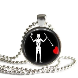 Blackbeard Flag Our Flag Means Death 1 Inch Silver Plated Pendant Necklace - Picture 1 of 5
