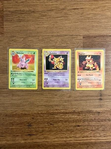1st Edition Base Set Pokemon Card Lot Kadabra 32/102, Nidorino 37/102 MP - Picture 1 of 8