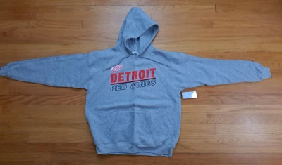 Винтажный Детройт Red Wings хоккей НХЛ напечатано новый с Ярлыками серый пуловер толстовка с капюшоном большой - Изображение 1 из 4