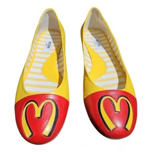 ZAPATOS PLANOS DE BALLET MOSCHINO MCDONALD'S 37.5 Talla 7 JEREMY SCOTT Couture 2014 Difícil de encontrar - Imagen 1 de 11