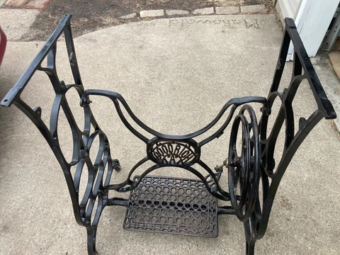 Antique  Goodrich A Treadle Sewing Machine Base Cast Iron rare Cover