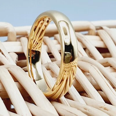 Anillo delgado para mujer de 4 mm de ancho de oro amarillo de tungsteno alianza de boda para hombre anillo simple Foto 1 de 4